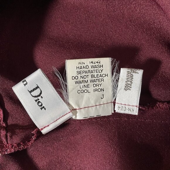 Vintage Christian Dior Satin & Lace Nightgown Size Small Maxi Slip Dress Maroon - Picture 5 of 14